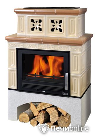 Печь-камин ABX Valencie, белый цоколь, сиена/натур в Брянске